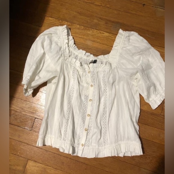 Nwt 14 Anthropologie Akemi + Kim white lace, elastic waist, off-shoulder - Picture 3 of 4